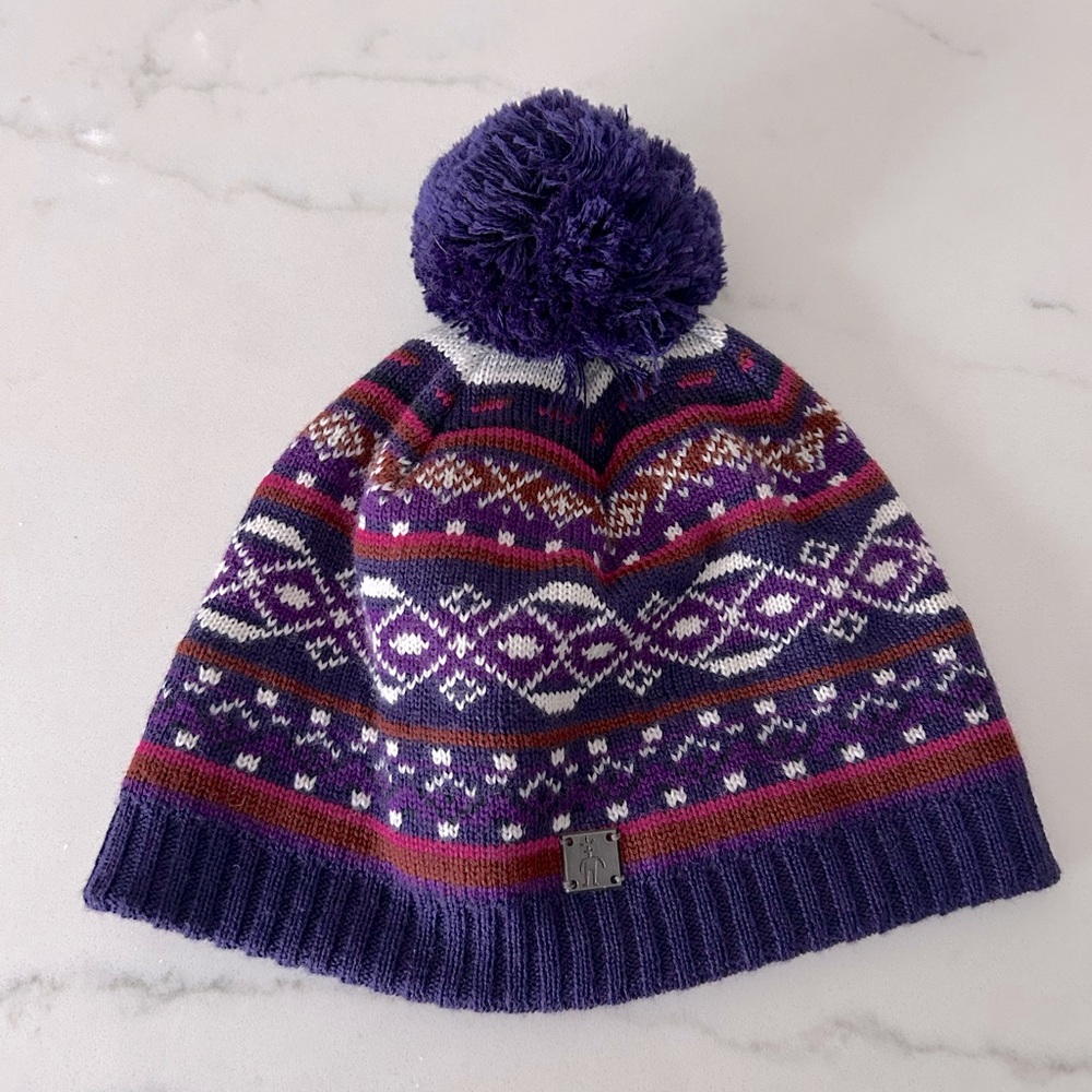 Smartwool purple knit pom pom beanie